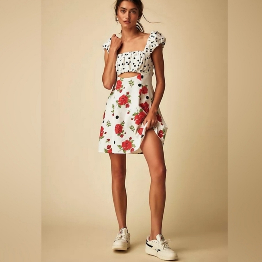 Free People - BomBom Floral Printed Mini Dress - Picture 4 of 8